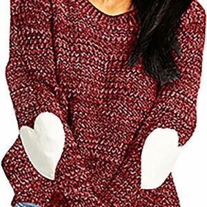 ♥️ Red Knit Sweater with Heart Elbow Patches